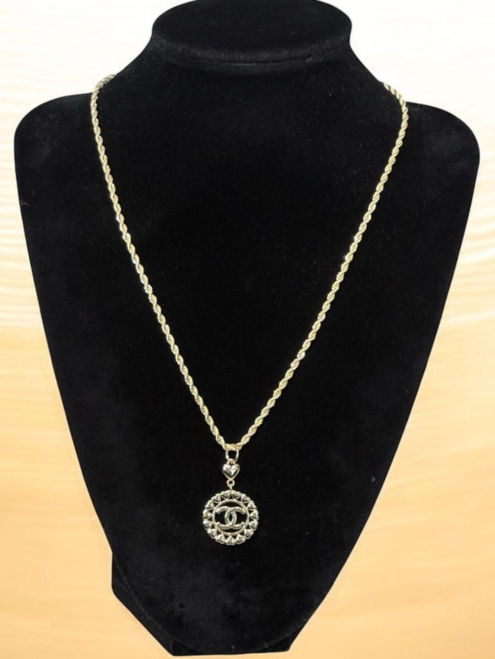 CC Upcycled Stamped Chain Pendant Necklace